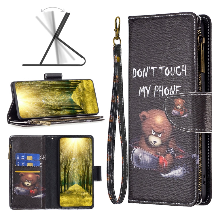 For Samsung Galaxy A04 4G Colored Drawing Pattern Zipper Phone Leather Case