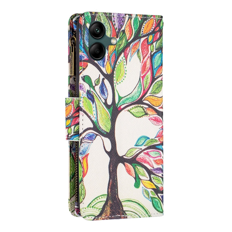 For Samsung Galaxy A04 4G Colored Drawing Pattern Zipper Phone Leather Case
