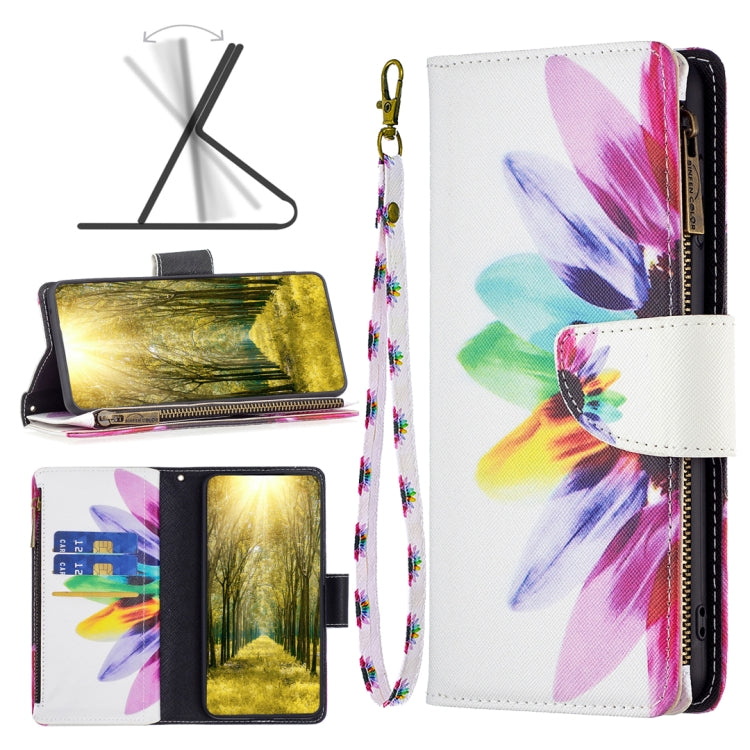 For Samsung Galaxy A04 4G Colored Drawing Pattern Zipper Phone Leather Case