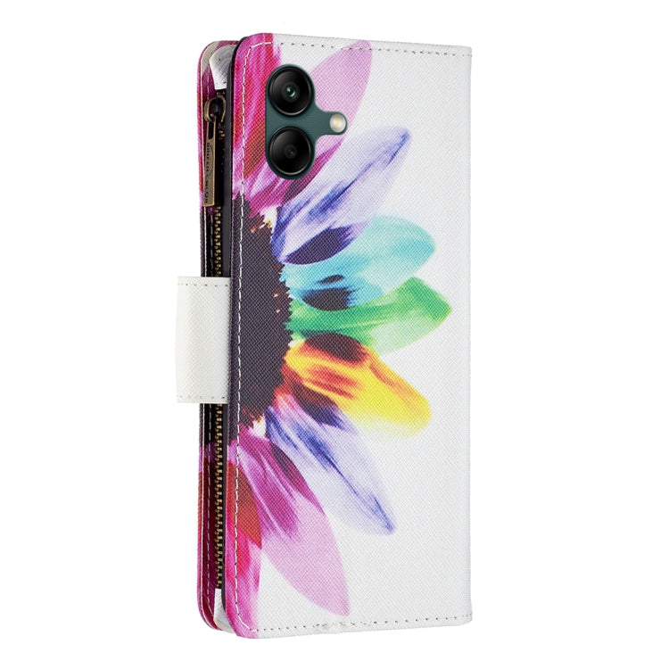 For Samsung Galaxy A04 4G Colored Drawing Pattern Zipper Phone Leather Case