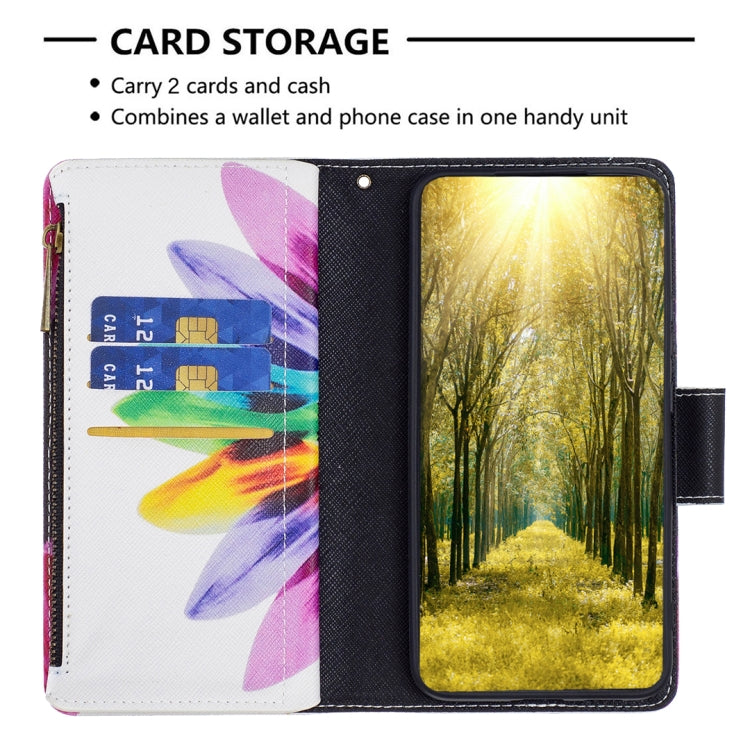 For Samsung Galaxy A04 4G Colored Drawing Pattern Zipper Phone Leather Case