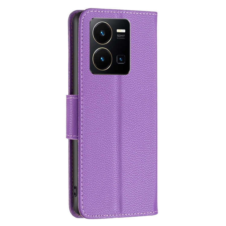 For vivo Y35/Y22 Litchi Texture Pure Color Leather Phone Case