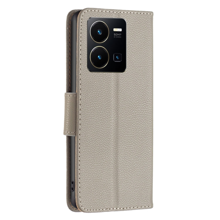 For vivo Y35/Y22 Litchi Texture Pure Color Leather Phone Case