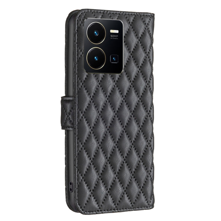 For vivo Y35/Y22 Diamond Lattice Wallet Leather Flip Phone Case