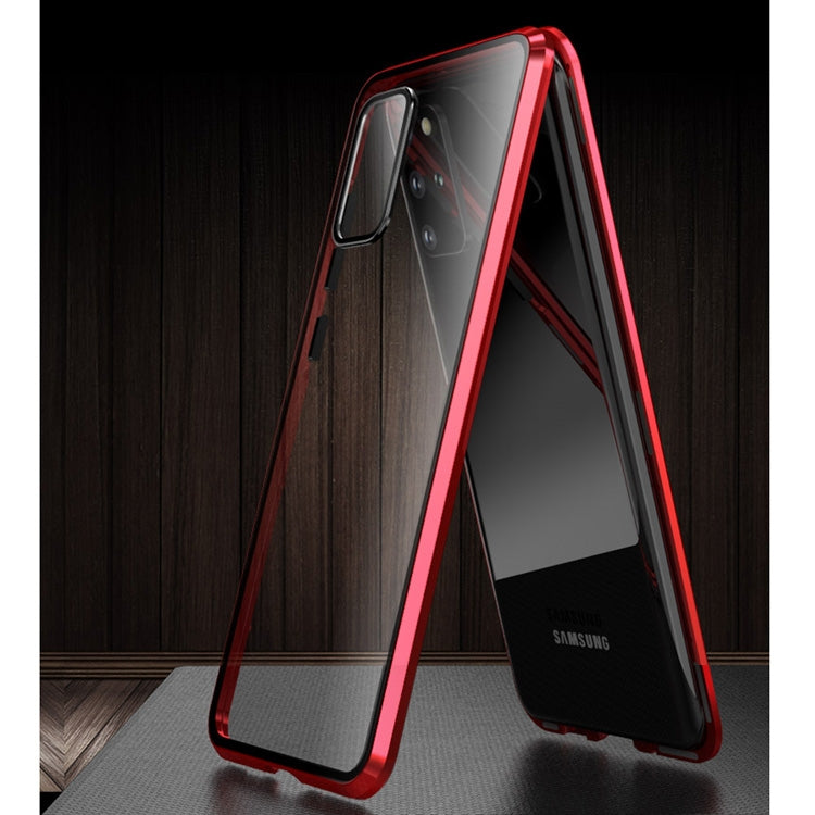 For Galaxy S20 Ultra Shockproof Single-sided Tempered Glass Magnetic Attraction Case with Black Camera Lens Protector Cover