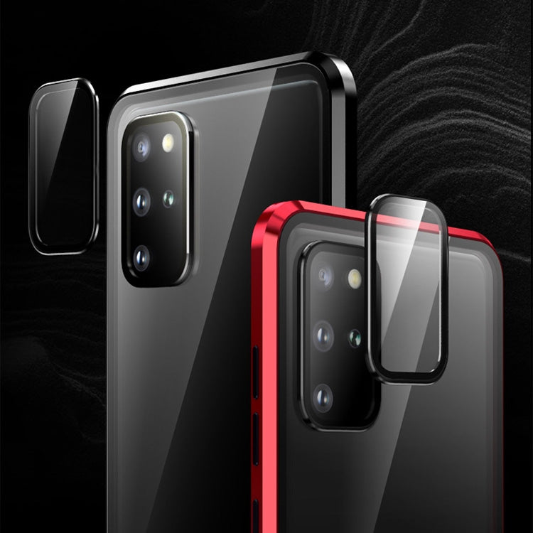 For Galaxy S20 Shockproof Single-sided Tempered Glass Magnetic Attraction Case with Black Camera Lens Protector Cover