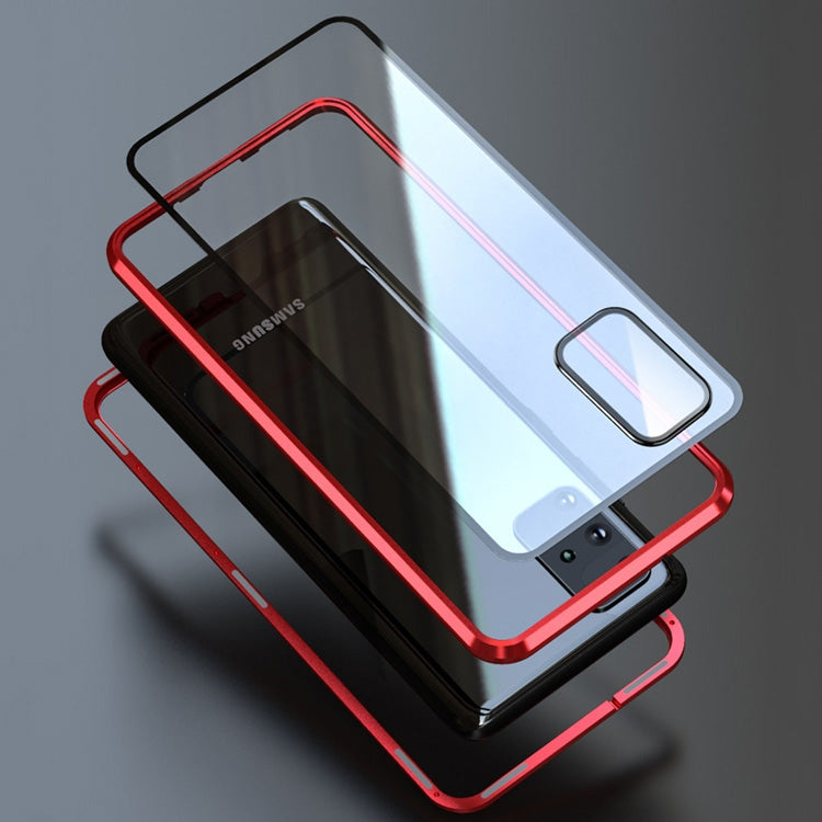 For Galaxy S20 Shockproof Single-sided Tempered Glass Magnetic Attraction Case with Black Camera Lens Protector Cover