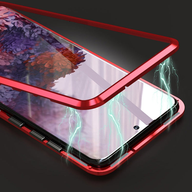 For Galaxy S20 Shockproof Single-sided Tempered Glass Magnetic Attraction Case with Black Camera Lens Protector Cover