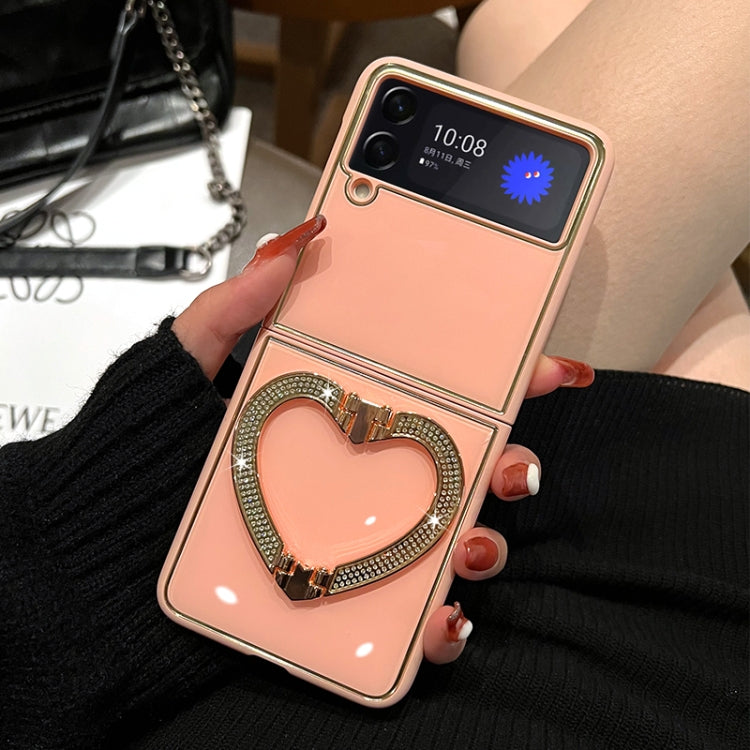 For Samsung Galaxy Z Flip4 5G Diamond Heart Holder Phone Case