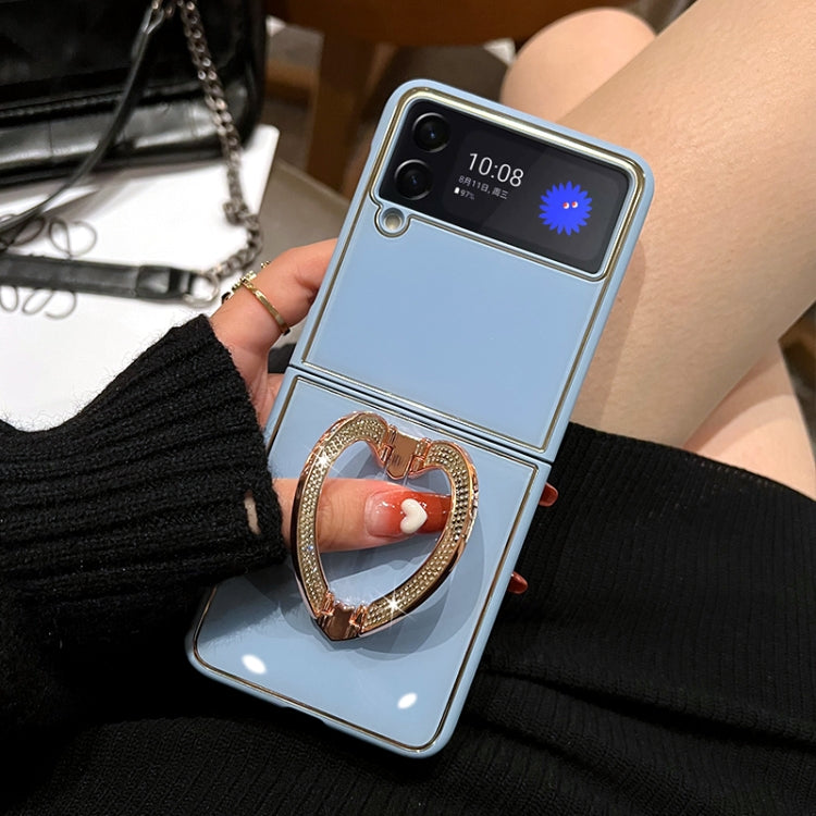 For Samsung Galaxy Z Flip4 5G Diamond Heart Holder Phone Case
