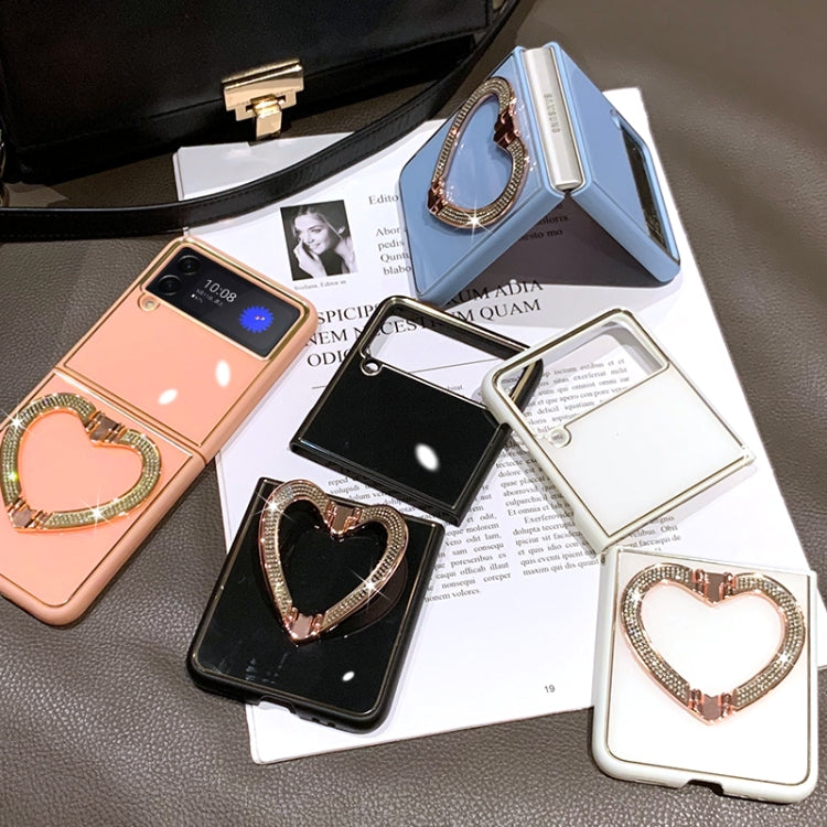 For Samsung Galaxy Z Flip4 5G Diamond Heart Holder Phone Case