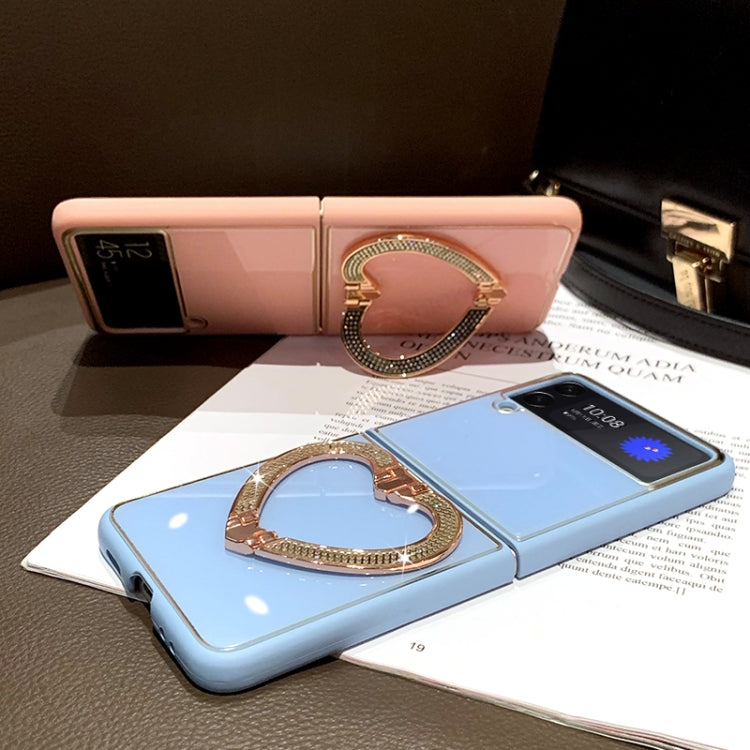 For Samsung Galaxy Z Flip4 5G Diamond Heart Holder Phone Case