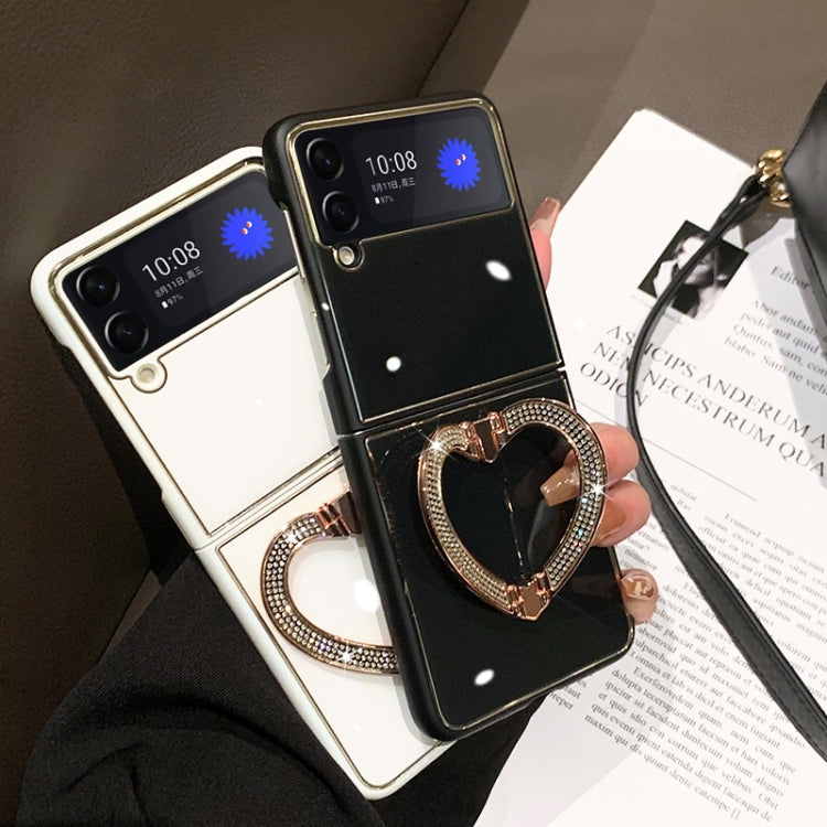 For Samsung Galaxy Z Flip4 5G Diamond Heart Holder Phone Case
