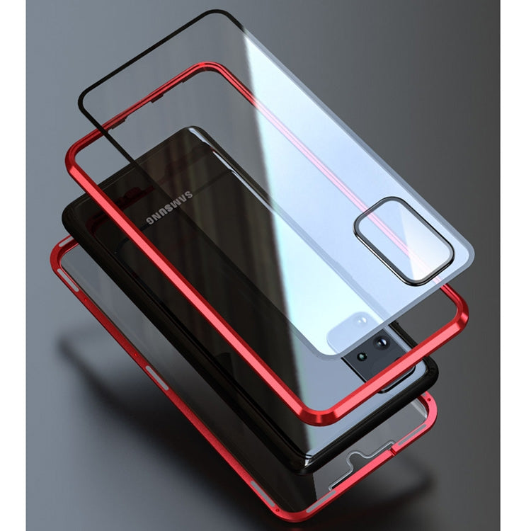 For Galaxy S20 Ultra Shockproof Double-sided Tempered Glass Magnetic Attraction Case with Black Camera Lens Protector Cover