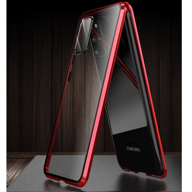 For Galaxy S20 Shockproof Double-sided Tempered Glass Magnetic Attraction Case with Black Camera Lens Protector Cover