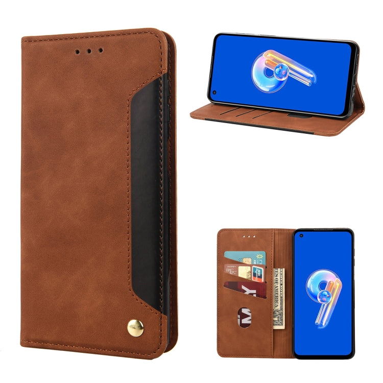 For Asus Zenfone 9 Skin Feel Splicing Leather Phone Case