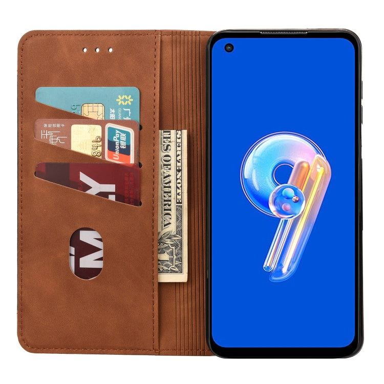 For Asus Zenfone 9 Skin Feel Splicing Leather Phone Case