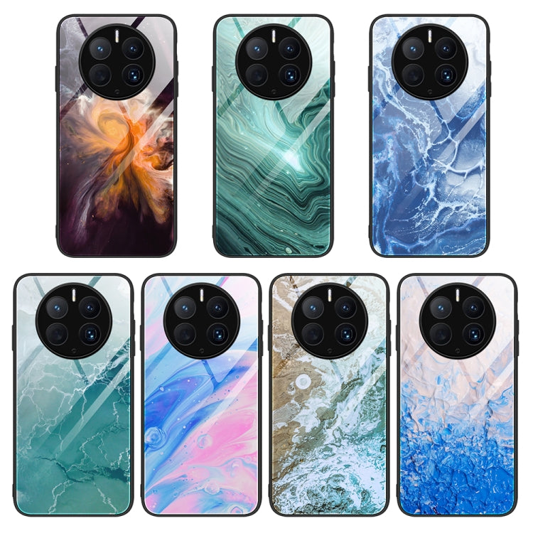 For Huawei Mate 50 Pro Marble Pattern Glass Protective Phone Case