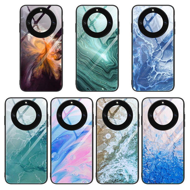 For Honor X40 Marble Pattern Glass Protective Phone Case