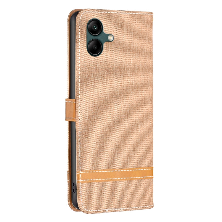 For Samsung Galaxy A04 4G Color Block Denim Texture Leather Phone Case