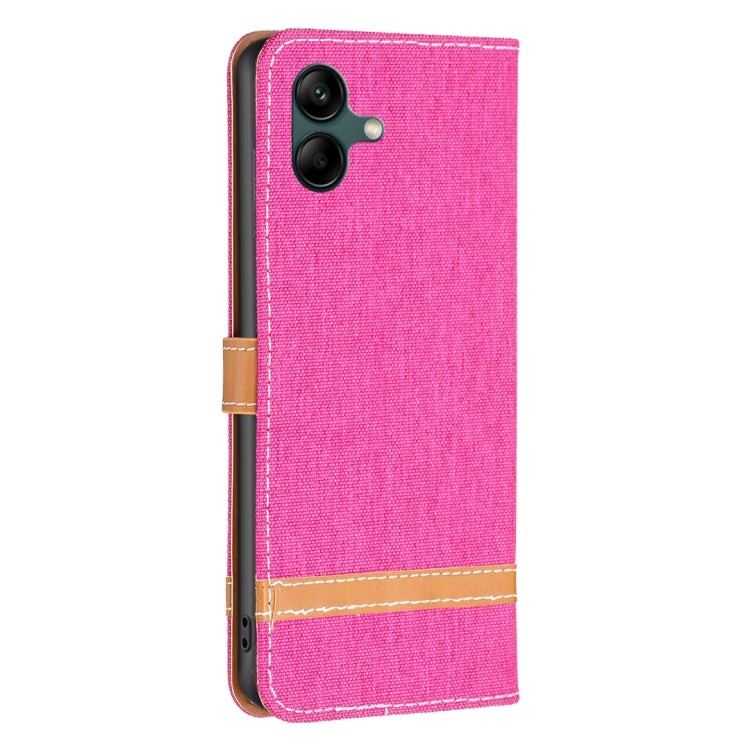For Samsung Galaxy A04 4G Color Block Denim Texture Leather Phone Case