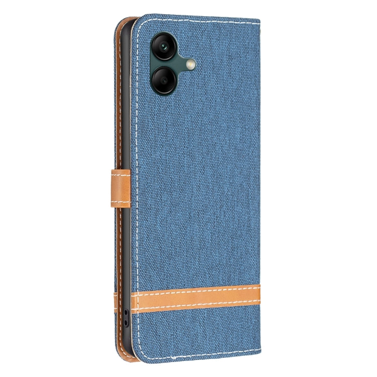 For Samsung Galaxy A04 4G Color Block Denim Texture Leather Phone Case