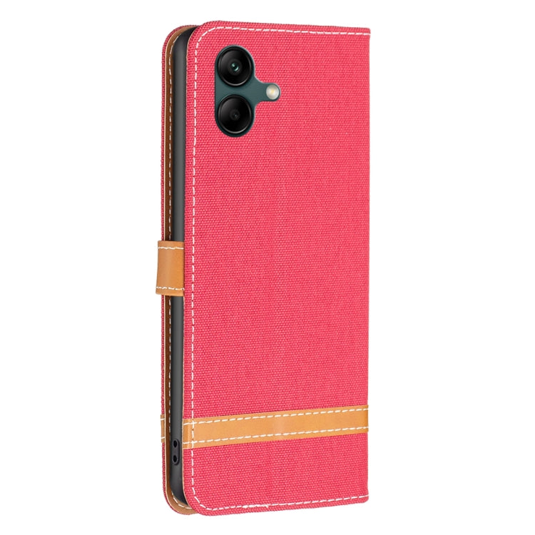 For Samsung Galaxy A04 4G Color Block Denim Texture Leather Phone Case