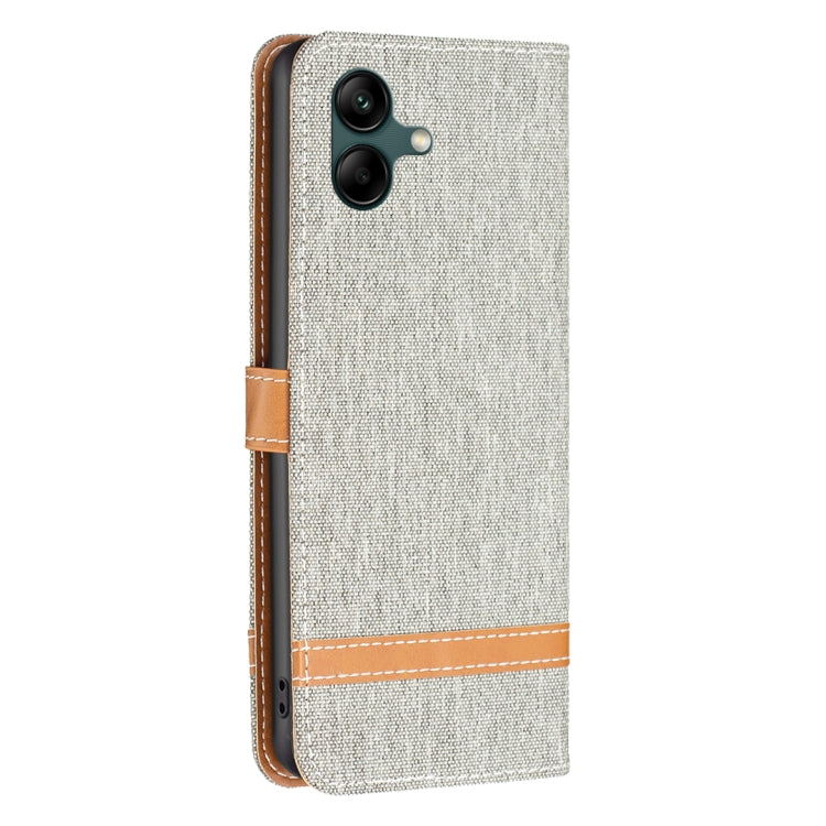 For Samsung Galaxy A04 4G Color Block Denim Texture Leather Phone Case