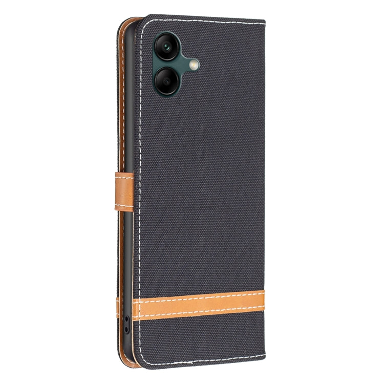 For Samsung Galaxy A04 4G Color Block Denim Texture Leather Phone Case