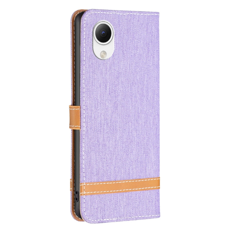 For Samsung Galaxy A23e 5G Color Block Denim Texture Leather Phone Case