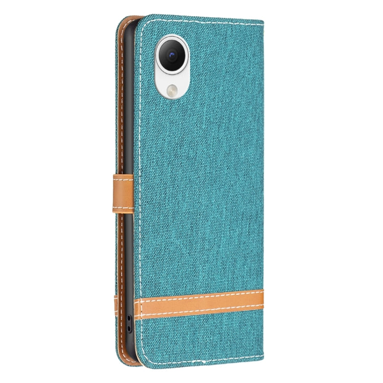 For Samsung Galaxy A23e 5G Color Block Denim Texture Leather Phone Case