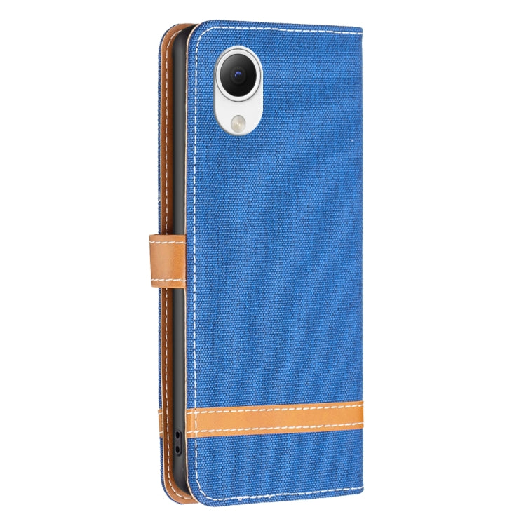 For Samsung Galaxy A23e 5G Color Block Denim Texture Leather Phone Case