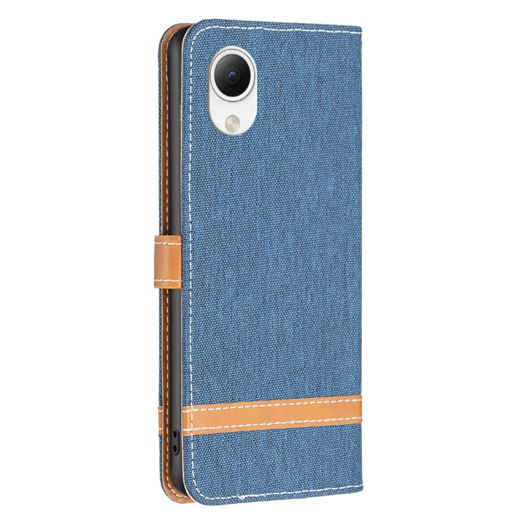 For Samsung Galaxy A23e 5G Color Block Denim Texture Leather Phone Case