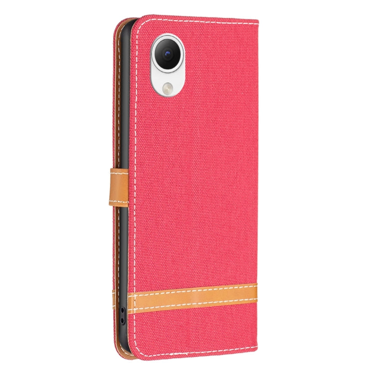 For Samsung Galaxy A23e 5G Color Block Denim Texture Leather Phone Case