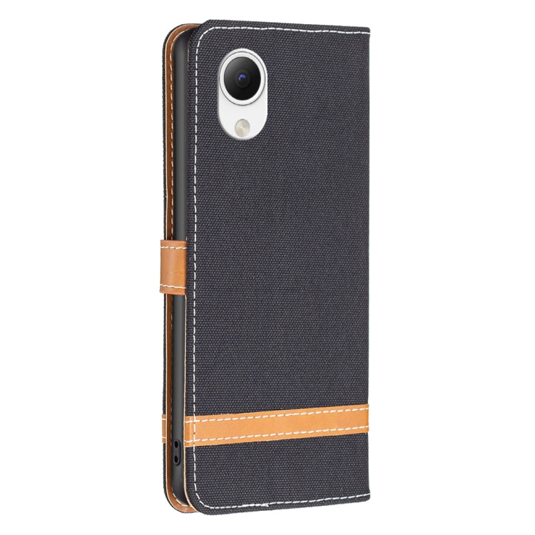 For Samsung Galaxy A23e 5G Color Block Denim Texture Leather Phone Case