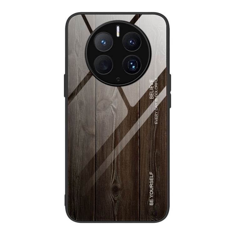 For Huawei Mate 50 Pro Wood Grain Glass Phone Case