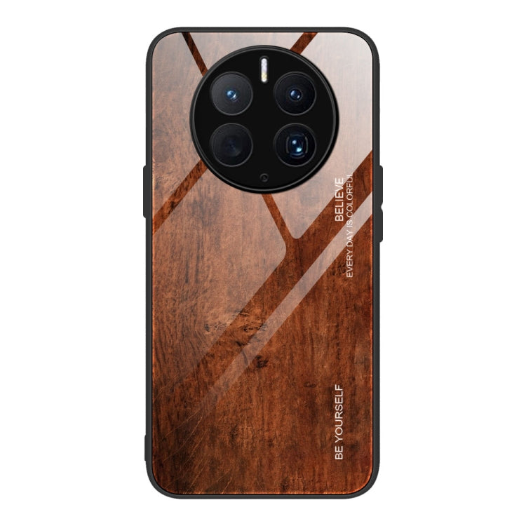 For Huawei Mate 50 Pro Wood Grain Glass Phone Case