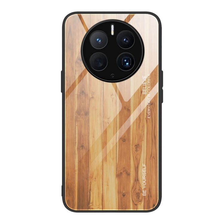 For Huawei Mate 50 Pro Wood Grain Glass Phone Case