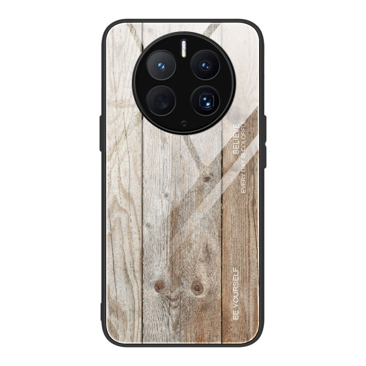 For Huawei Mate 50 Pro Wood Grain Glass Phone Case