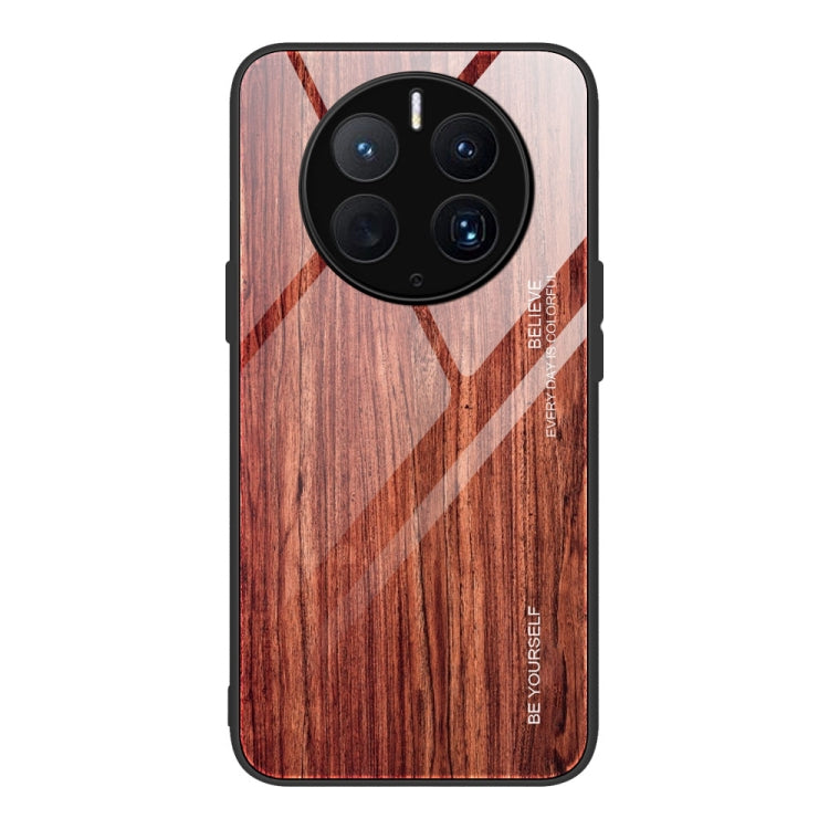 For Huawei Mate 50 Pro Wood Grain Glass Phone Case