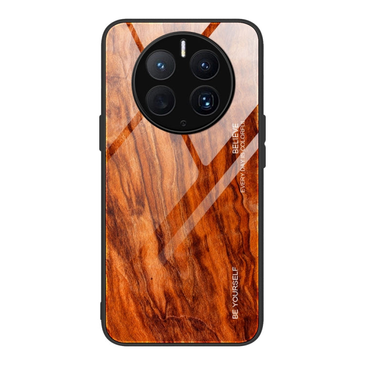 For Huawei Mate 50 Pro Wood Grain Glass Phone Case