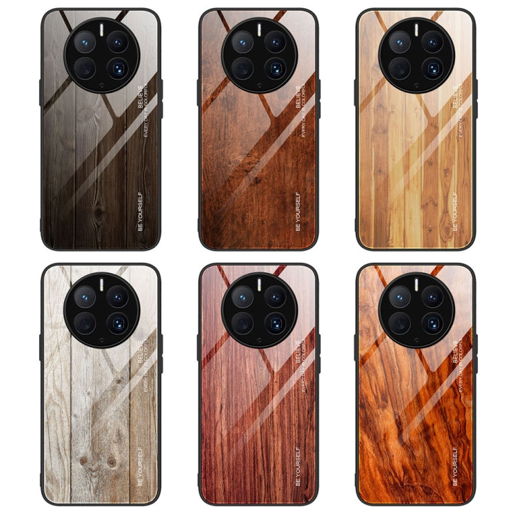 For Huawei Mate 50 Pro Wood Grain Glass Phone Case