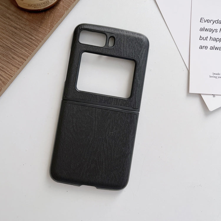 For Motorola Moto Razr 2022 Wood Texture PU Phone Case