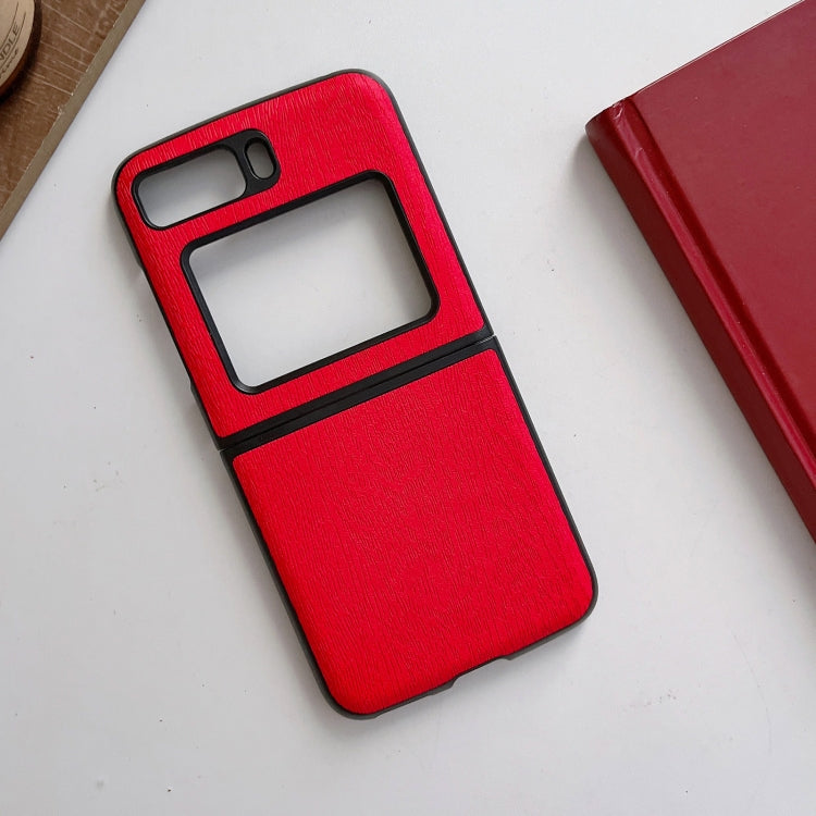 For Motorola Moto Razr 2022 Wood Texture PU Phone Case
