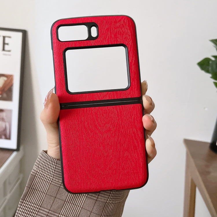 For Motorola Moto Razr 2022 Wood Texture PU Phone Case