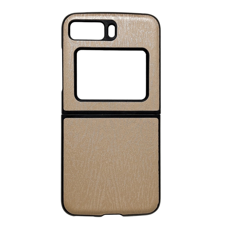 For Motorola Moto Razr 2022 Wood Texture PU Phone Case