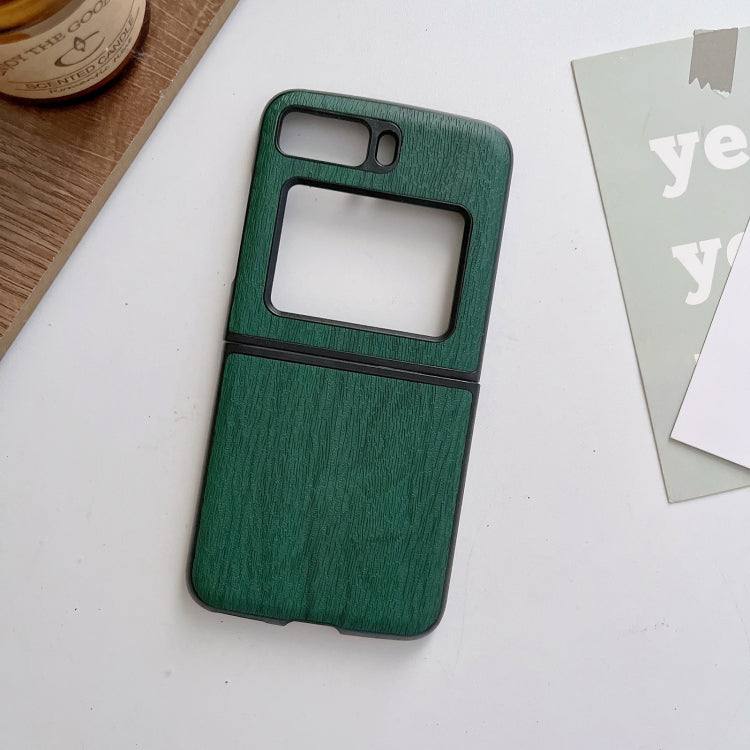 For Motorola Moto Razr 2022 Wood Texture PU Phone Case