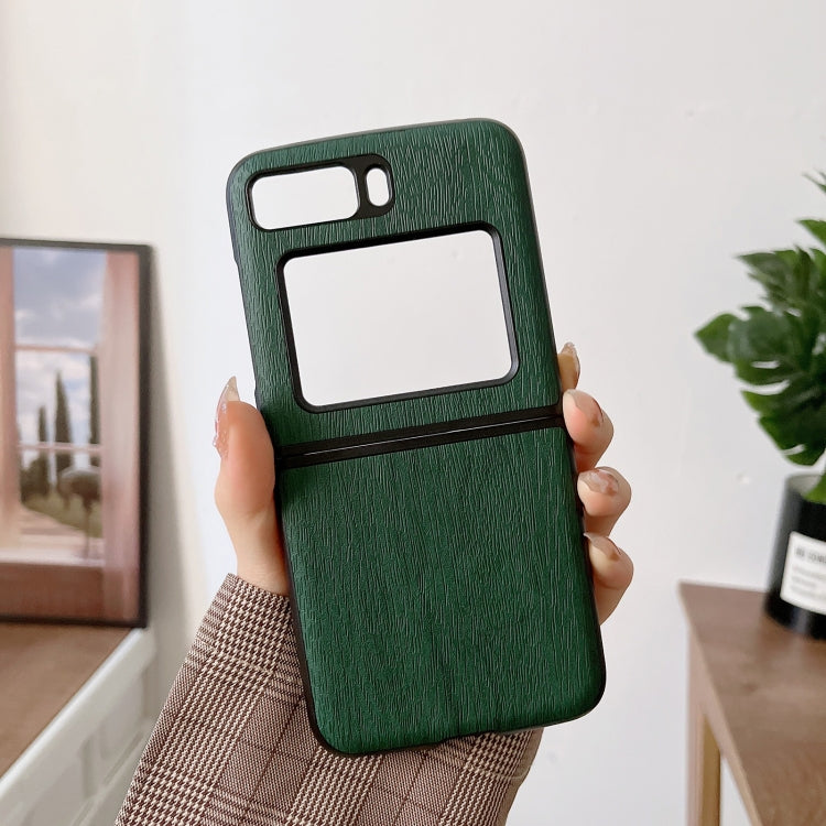 For Motorola Moto Razr 2022 Wood Texture PU Phone Case