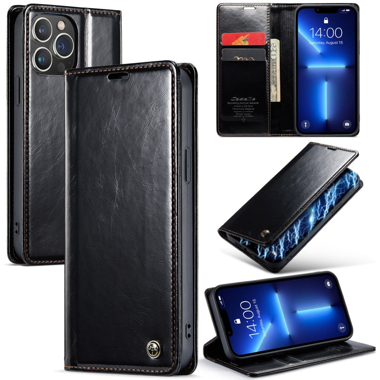 For iPhone 13 Pro Max CaseMe 003 Crazy Horse Texture Leather Phone Case