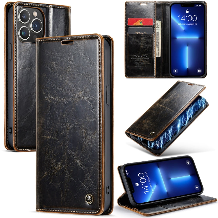 For iPhone 13 Pro Max CaseMe 003 Crazy Horse Texture Leather Phone Case